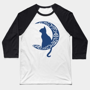 Blue Celtic Moon Cat Triquetra Baseball T-Shirt